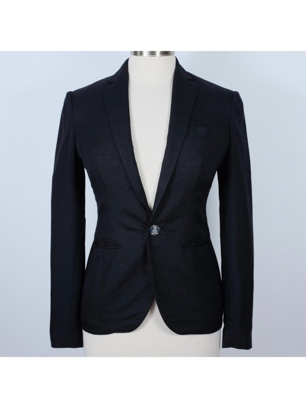 Ralph Lauren jacket sz 0 Purple Label Collection 100% cashmere black elbow patch